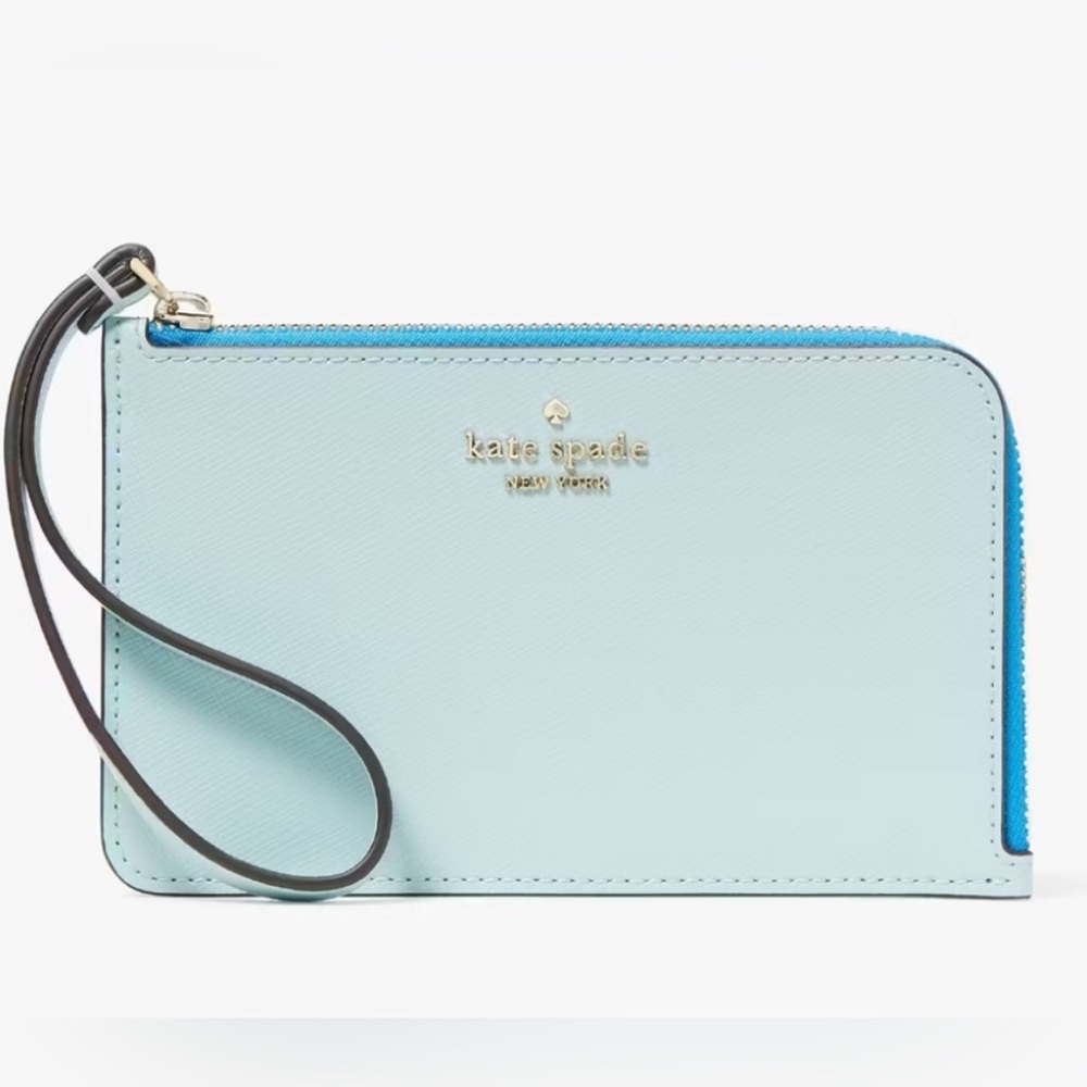 Kate Spade New York Lucy Small L-zip Wristlet Wallet - blue  NWT